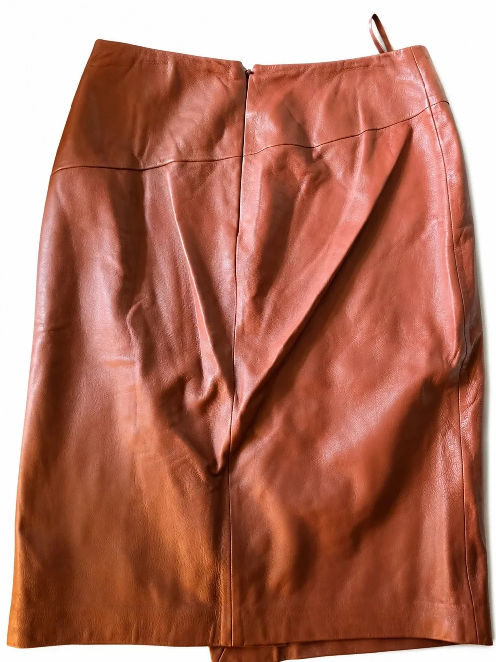 White House Black Market Rust Brown Leather Pencil Skirt